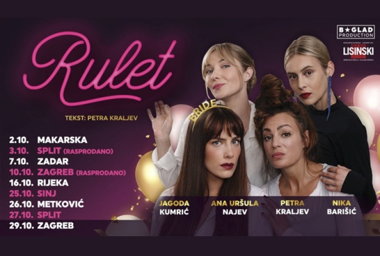 Petra Kraljev, Jagoda Kumrić, Ana Uršula Najev i Nika Barišić glume u predstavi 'Rulet'